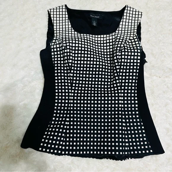 WHBM Graphic Black White Peplum Tank Skirt Suit Set size 0 - Picture 2 of 10